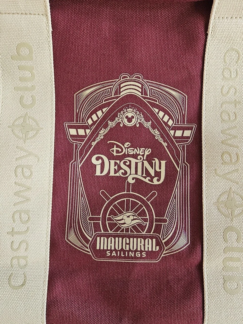 Disney Maroon Tote with Cream Straps